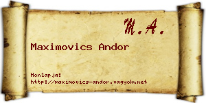 Maximovics Andor névjegykártya